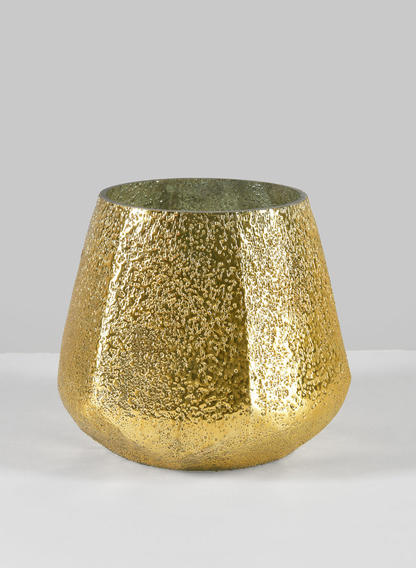 6in Tall Equinox Artisan Shimmer Gold Tone Glass Holder Decor Jamaligarden