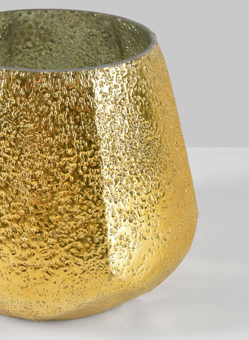 6in Tall Equinox Artisan Shimmer Gold Tone Glass Holder Decor Jamaligarden