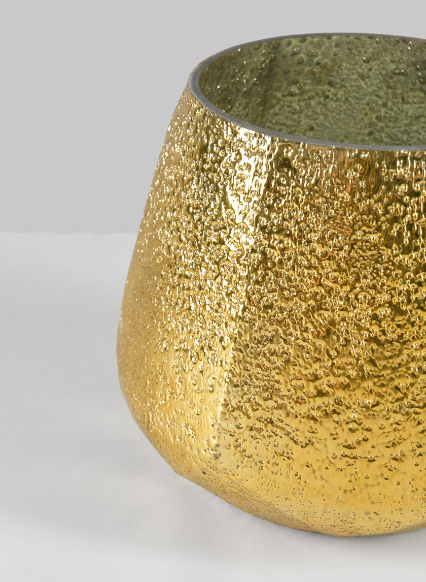 6in Tall Equinox Artisan Shimmer Gold Tone Glass Holder Decor Jamaligarden