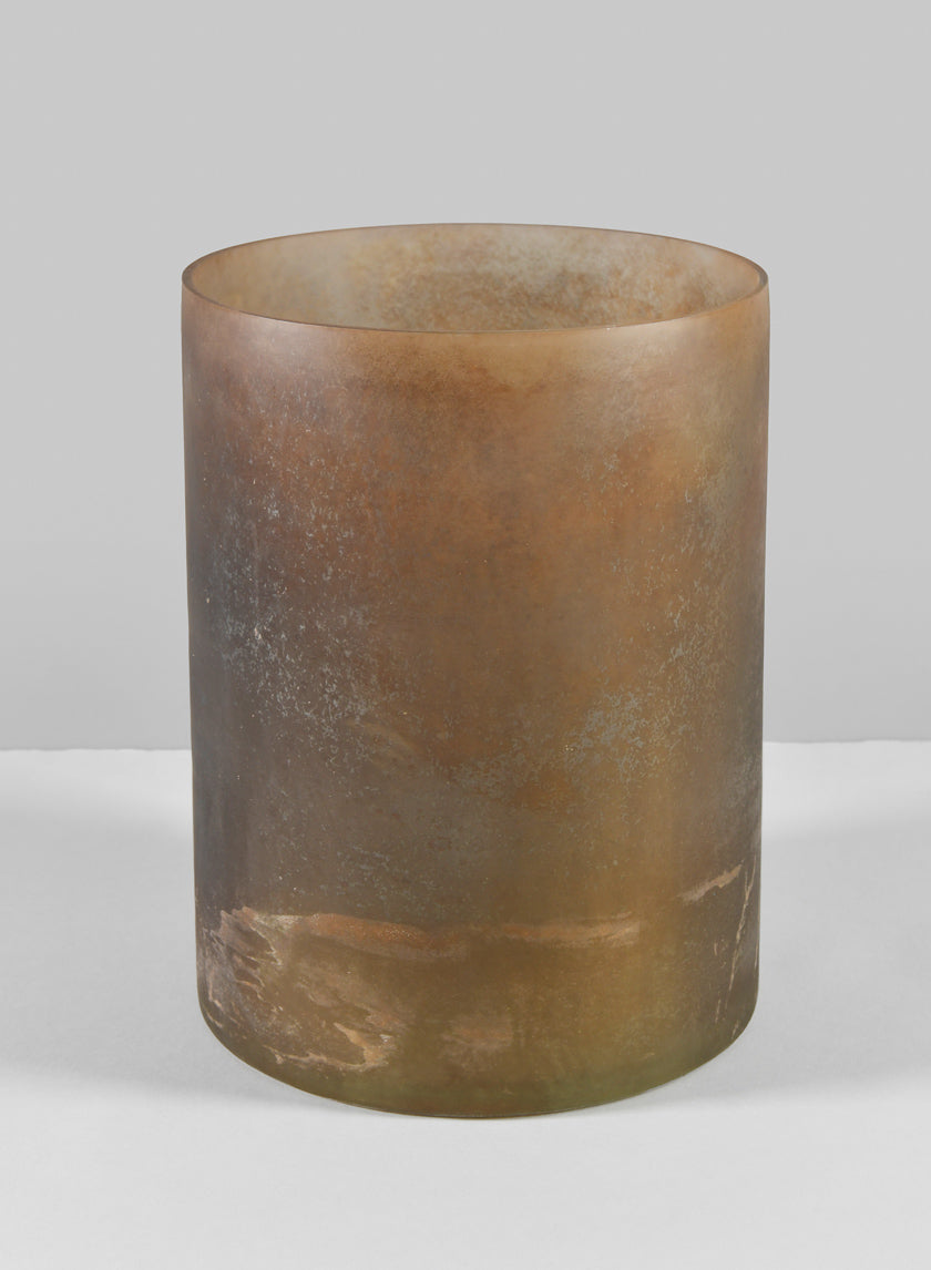 8in Tall Campagna Rust Frost Washed Artisan Glass Cylinder Decor Jamaligarden