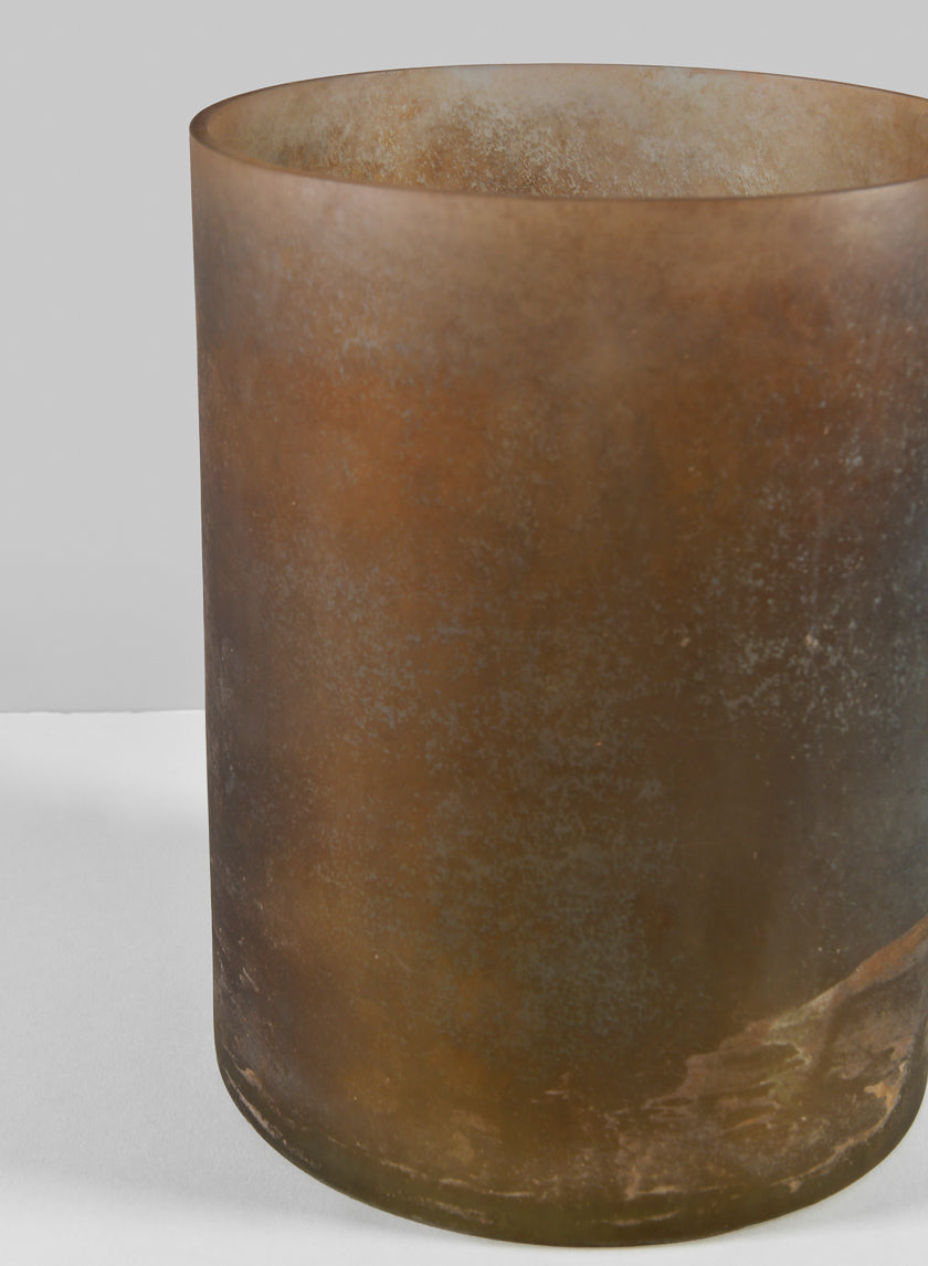 8in Tall Campagna Rust Frost Washed Artisan Glass Cylinder Decor Jamaligarden