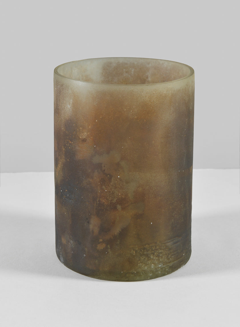 5.5in Tall Campagna Rust Frost Washed Artisan Glass Cylinder Decor Jamaligarden