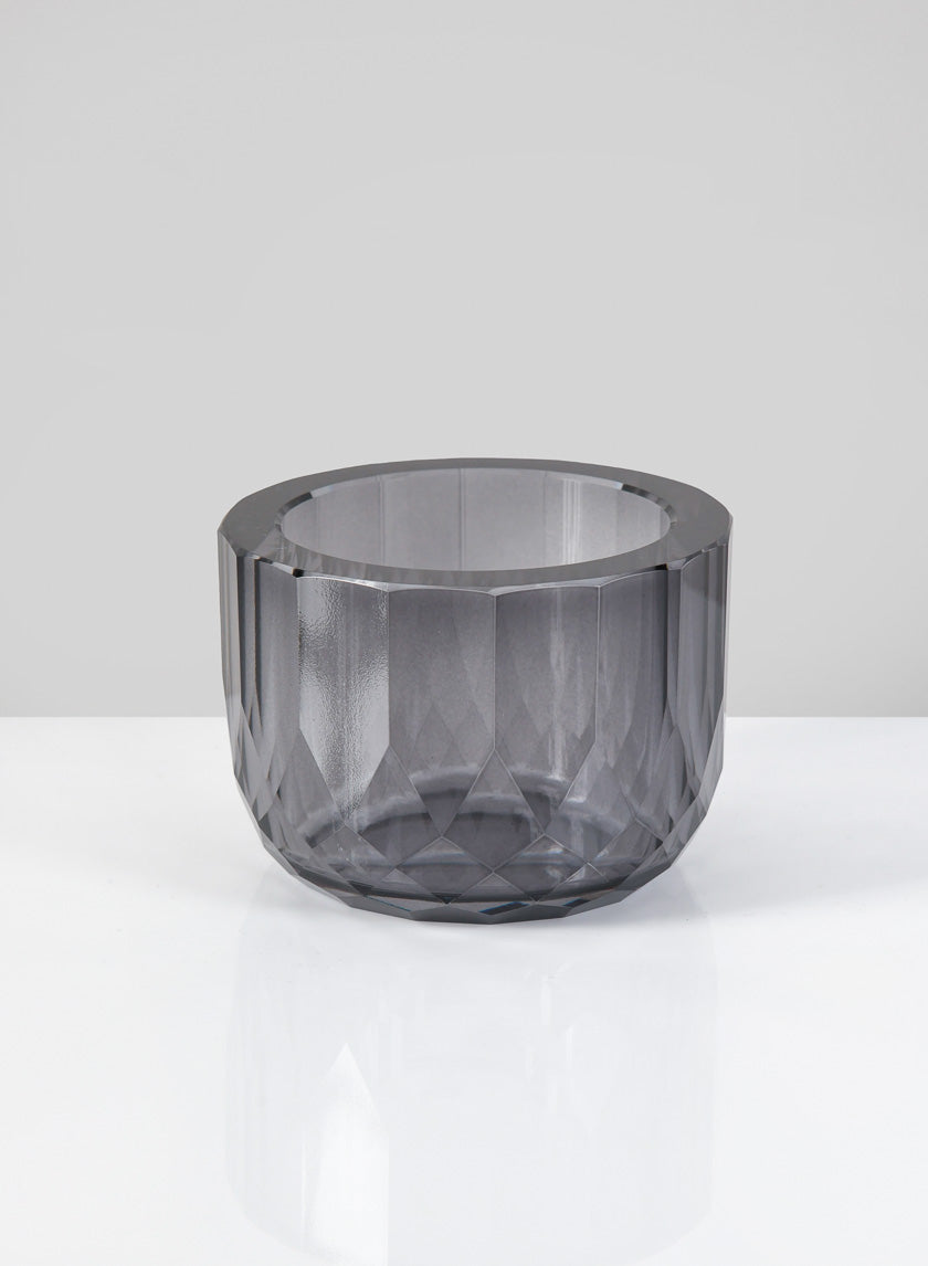 4in Wide Spray Grey Glass Crystal Bowl Decor Jamaligarden