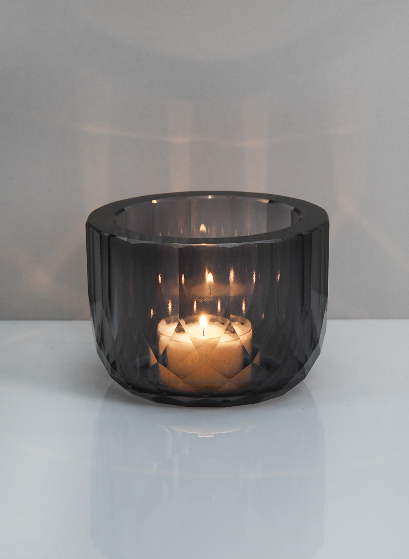 4in Wide Spray Grey Glass Crystal Bowl Decor Jamaligarden