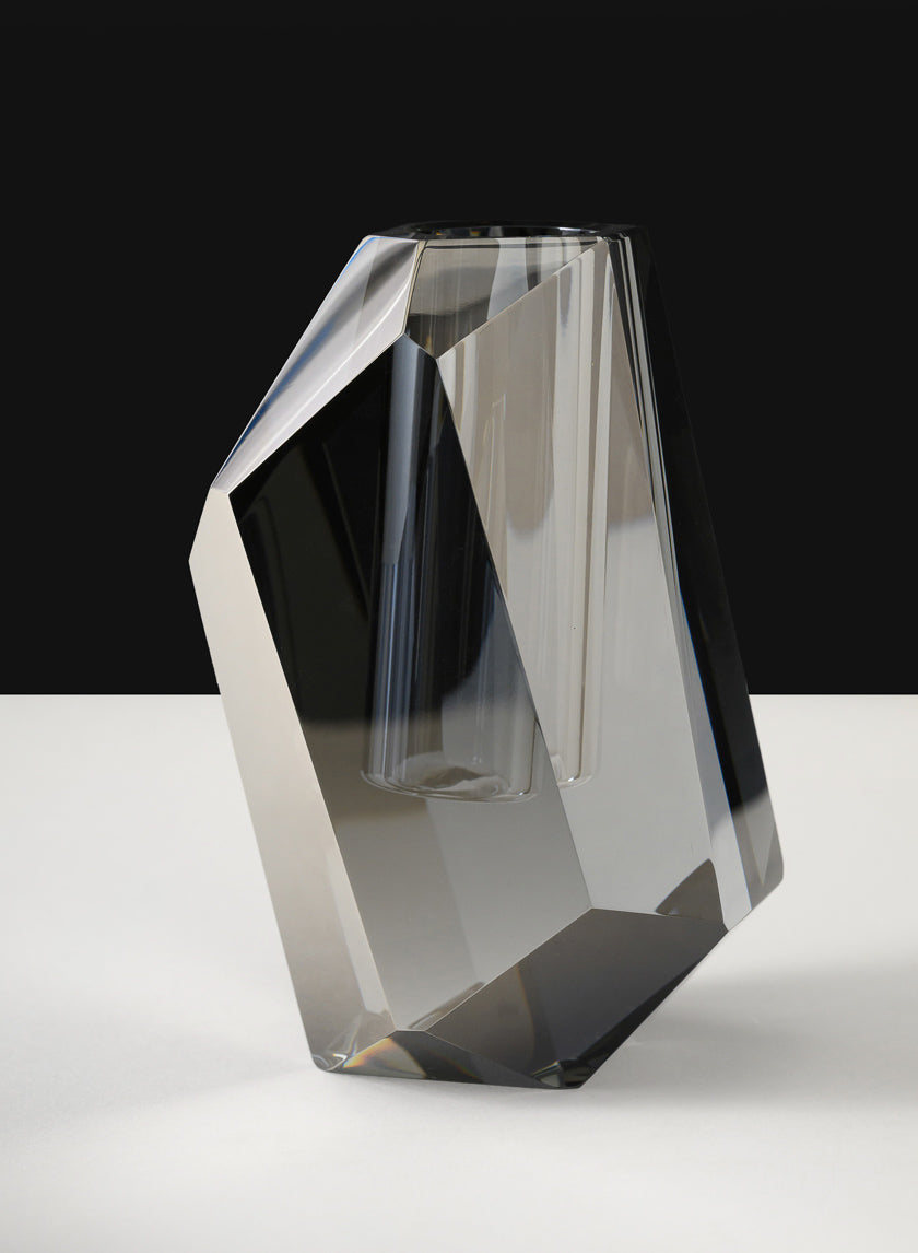 6in Tall Moser Luxe Chiseled Crystal Glass Vase Decor Jamaligarden