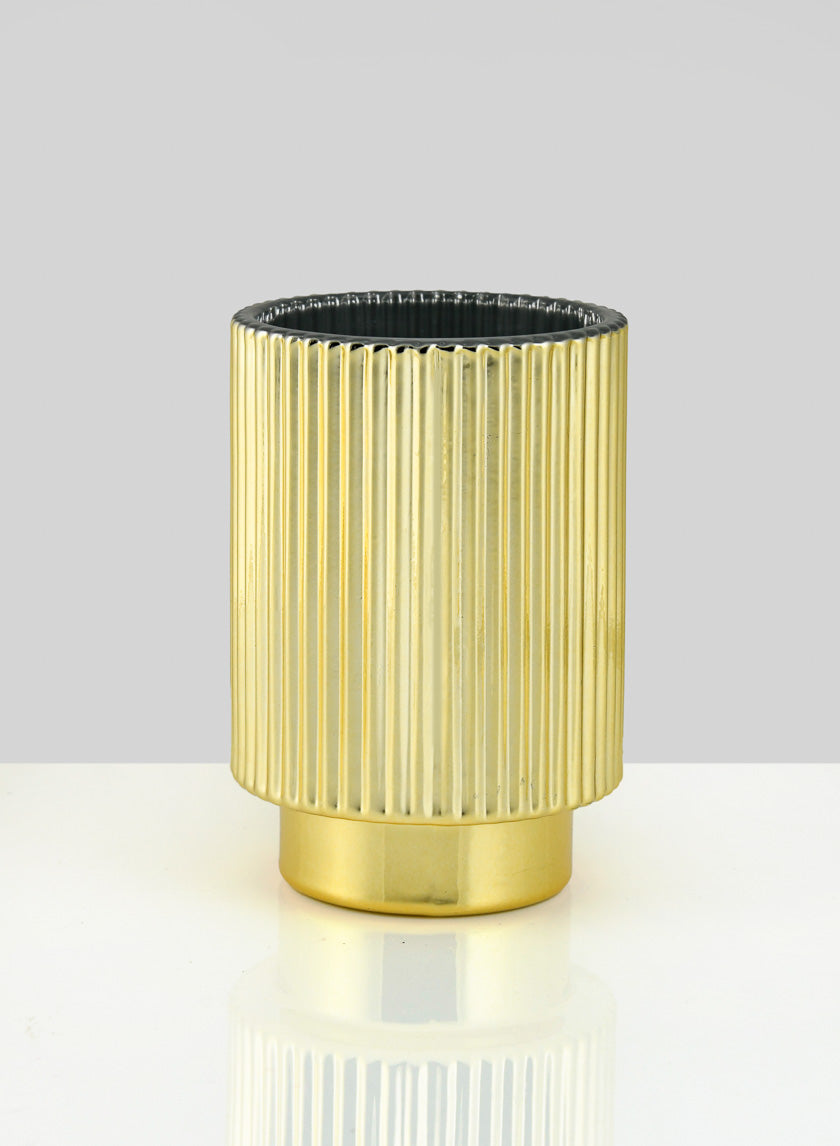 5in Tall Gold Pleated Glass Votive Holder Decor Jamaligarden