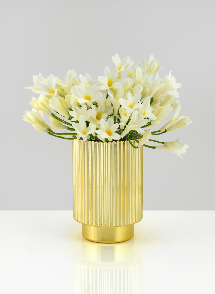 5in Tall Gold Pleated Glass Votive Holder Decor Jamaligarden