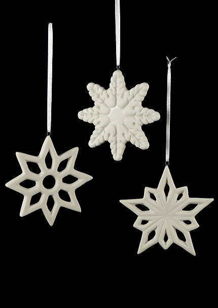 3 1/2in Ceramic Snowflake Ornaments Decor Jamaligarden