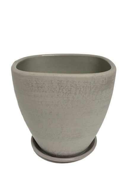 6 1/2in - 13in Classic Grey Squared Pot with Saucer Decor Jamaligarden