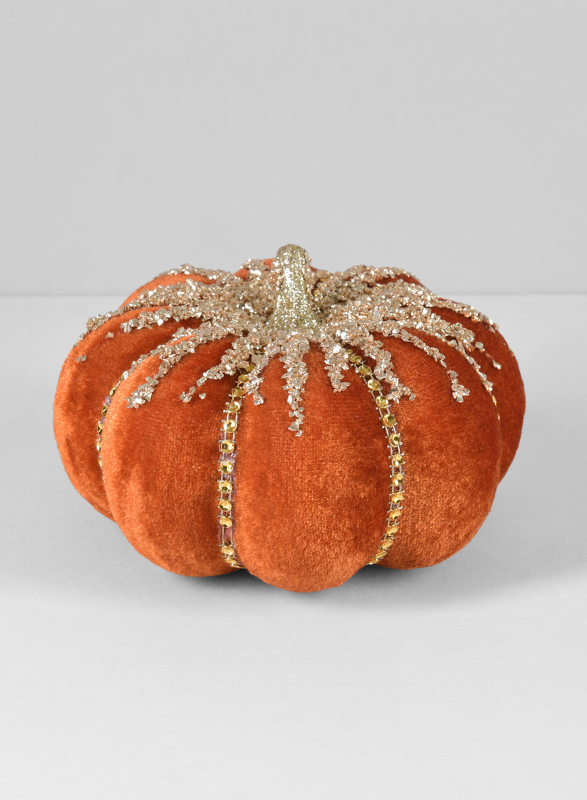 6in Wide Brown Guilded Pumpkin Decor Jamaligarden