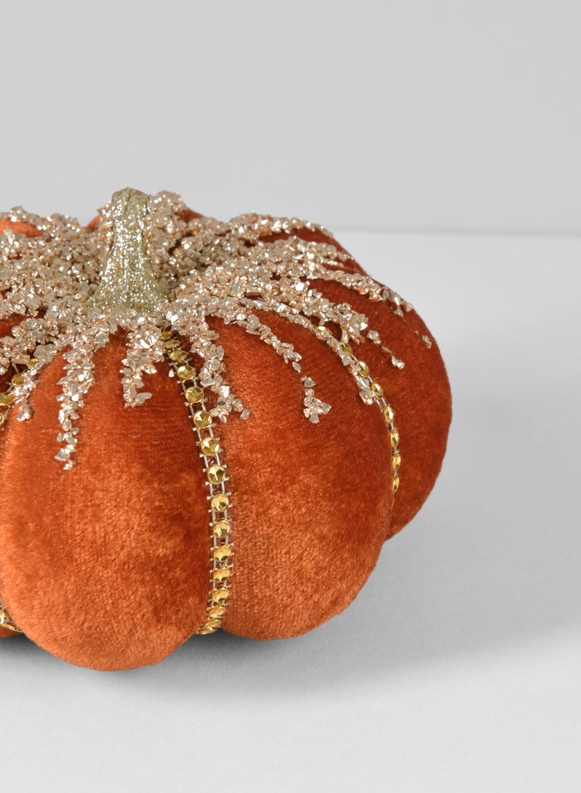 6in Wide Brown Guilded Pumpkin Decor Jamaligarden