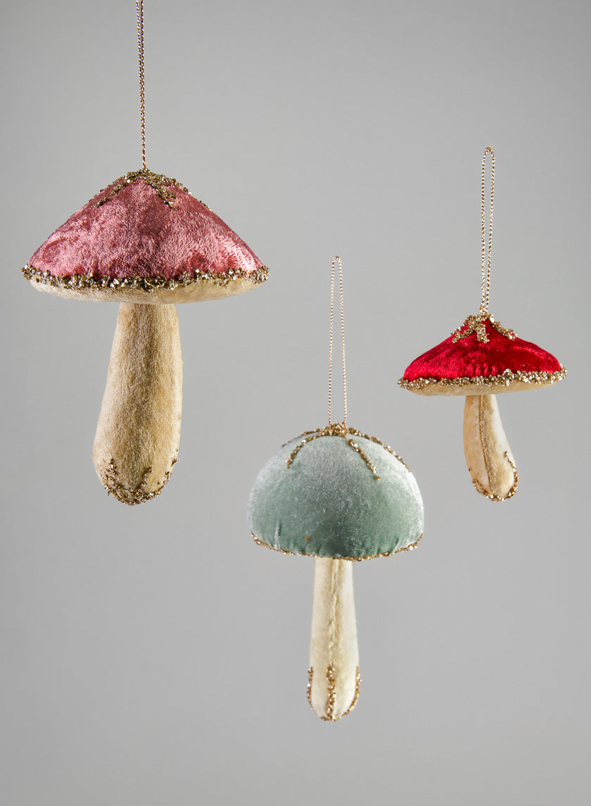 6in Long Red Pink &amp; Green Hanging Mushrooms Decor Jamaligarden
