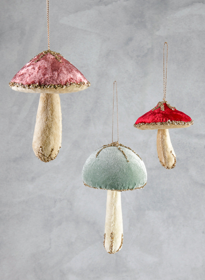 6in Long Red Pink &amp; Green Hanging Mushrooms Decor Jamaligarden