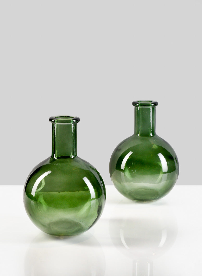 7in Tall Green Deco Glass Vase Decor Jamaligarden
