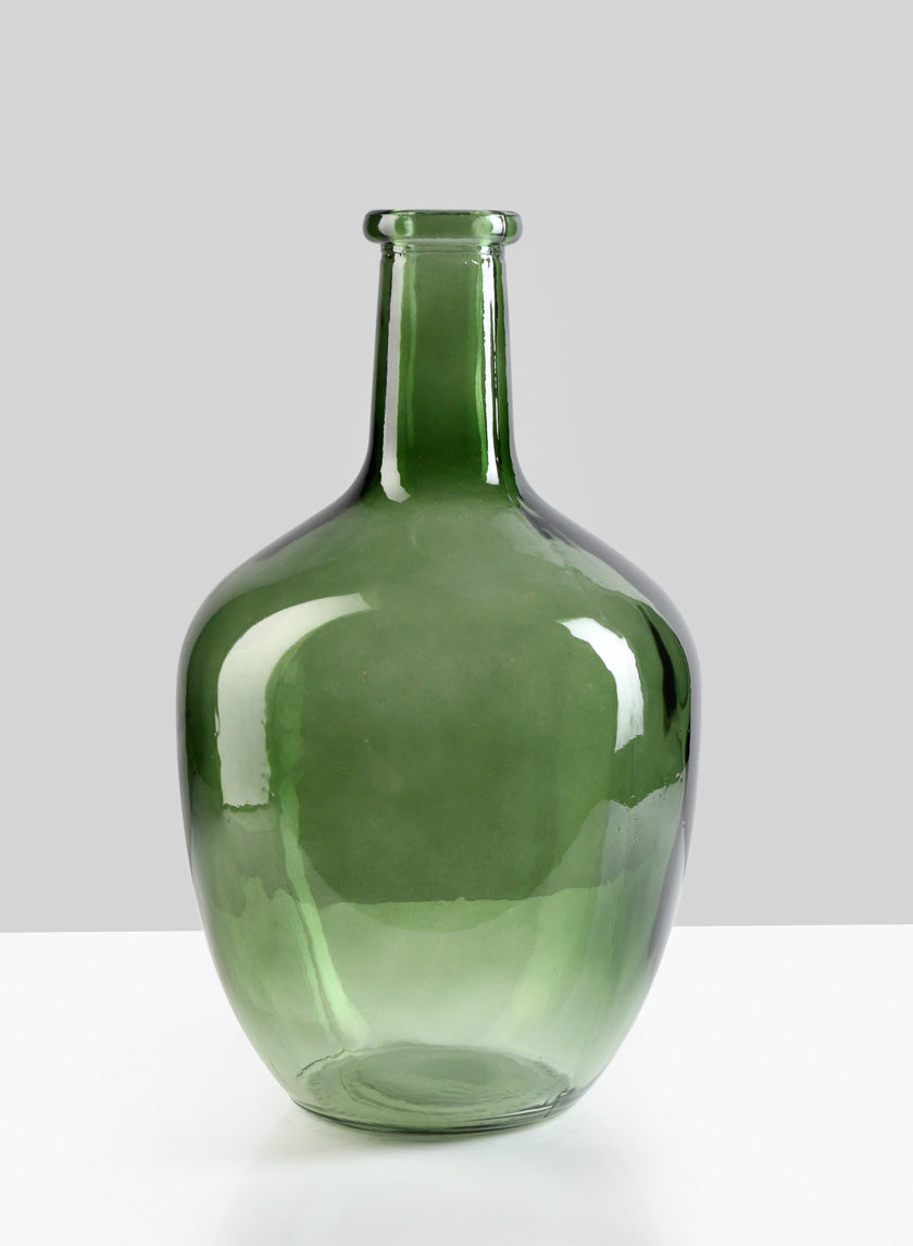 12in Tall Green Glass Bottle Vase Decor Jamaligarden