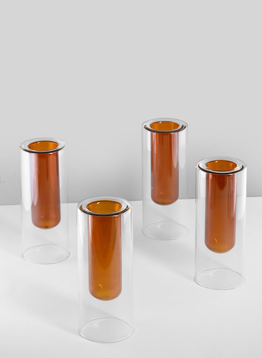 6.25in Tall Amber Pasteur Dual Tone Small Tube Glass Vase Decor Jamaligarden
