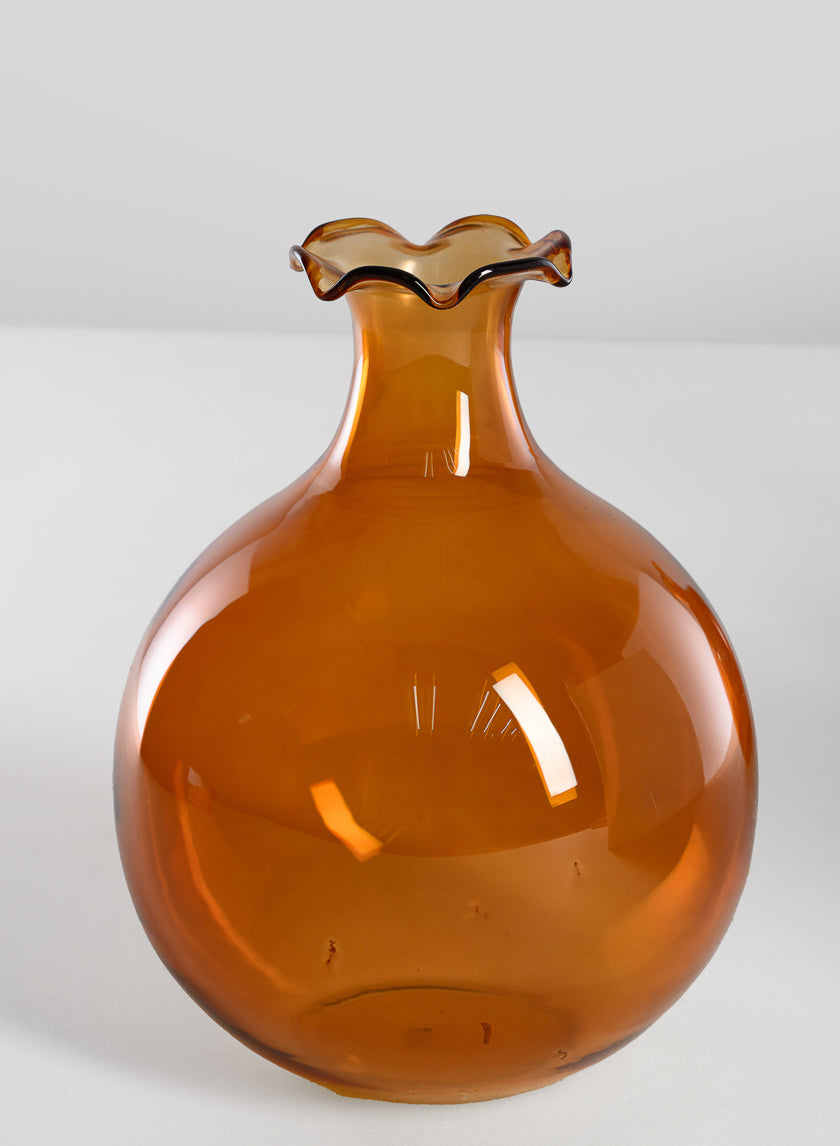 5in Tall Amber Iris Ball Glass Vase Decor Jamaligarden
