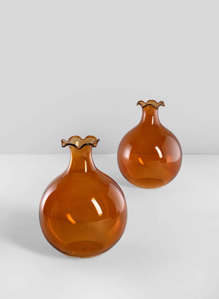 5in Tall Amber Iris Ball Glass Vase Decor Jamaligarden