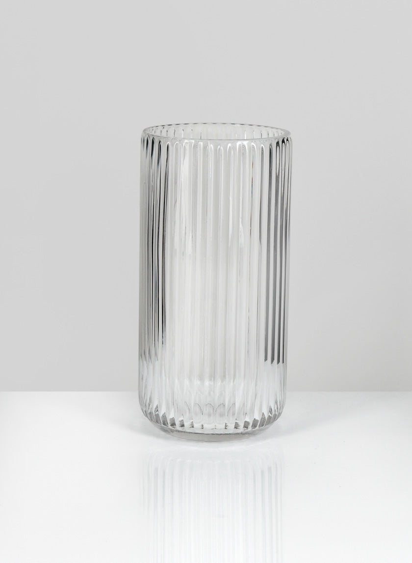 8in Tall Pleated Clear Glass Vase Decor Jamaligarden