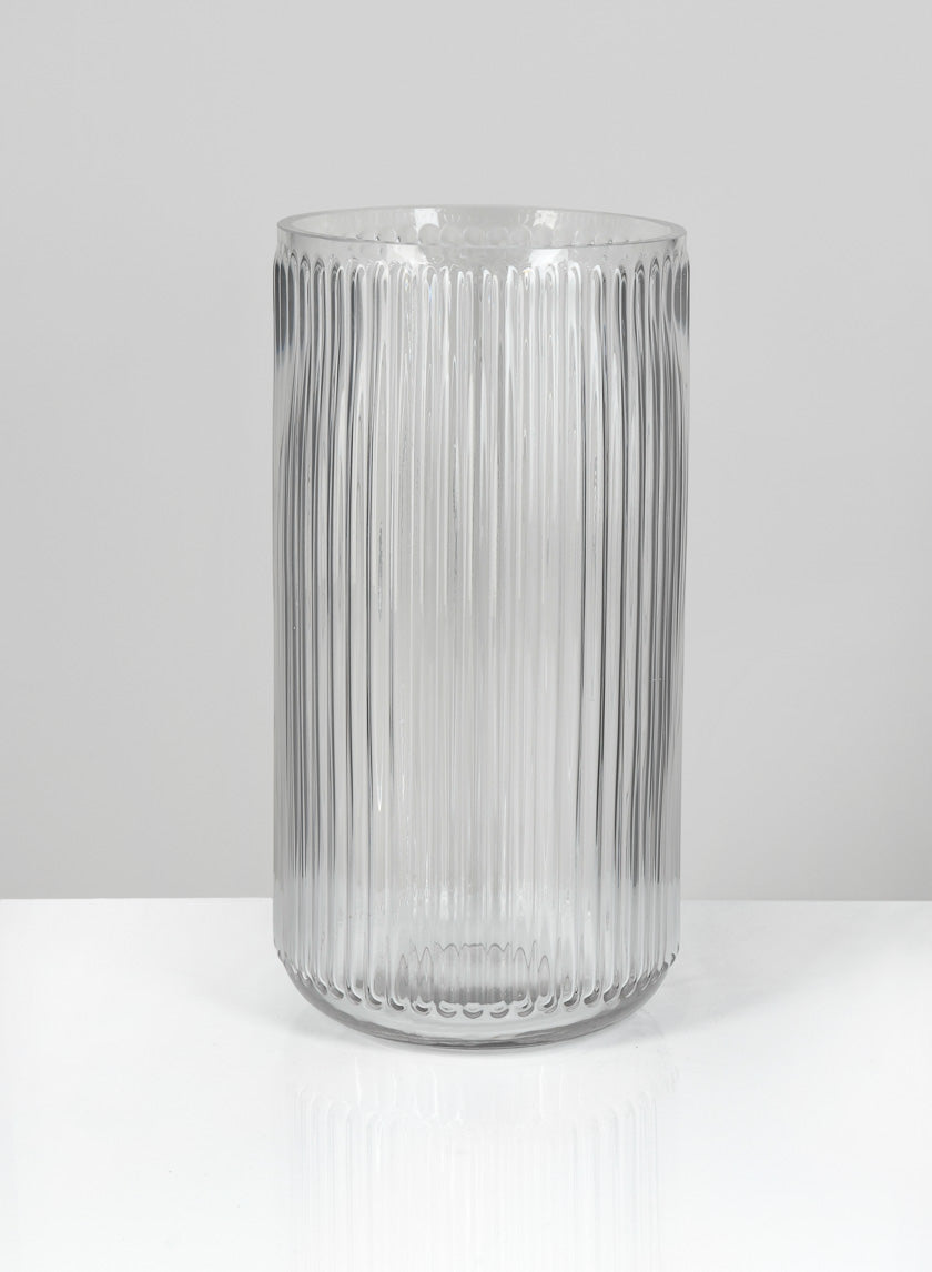 11in Tall Pleated Clear Glass Vase Decor Jamaligarden