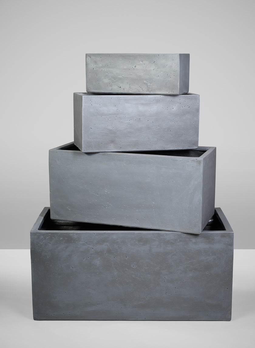Longine Patio All Weather Light Weight Speckle Grey Polyresin Rectangular Planters Decor Jamaligarden