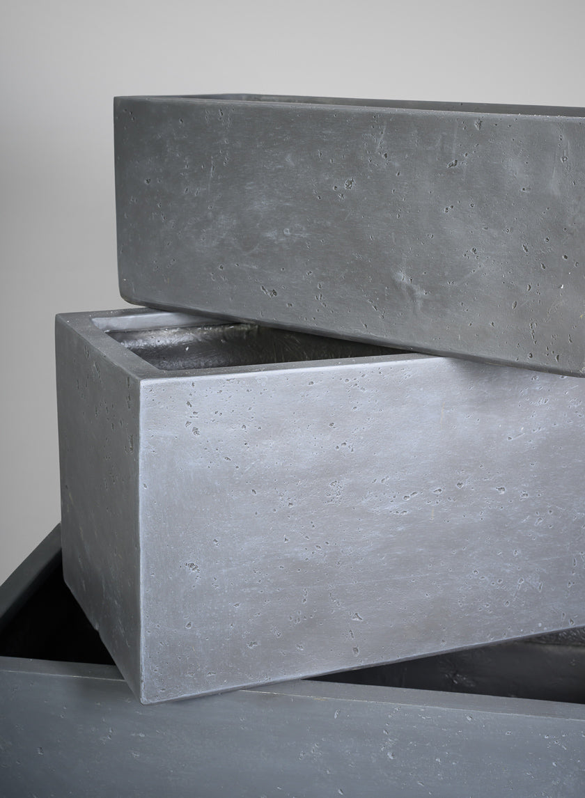 Longine Patio All Weather Light Weight Speckle Grey Polyresin Rectangular Planters Decor Jamaligarden