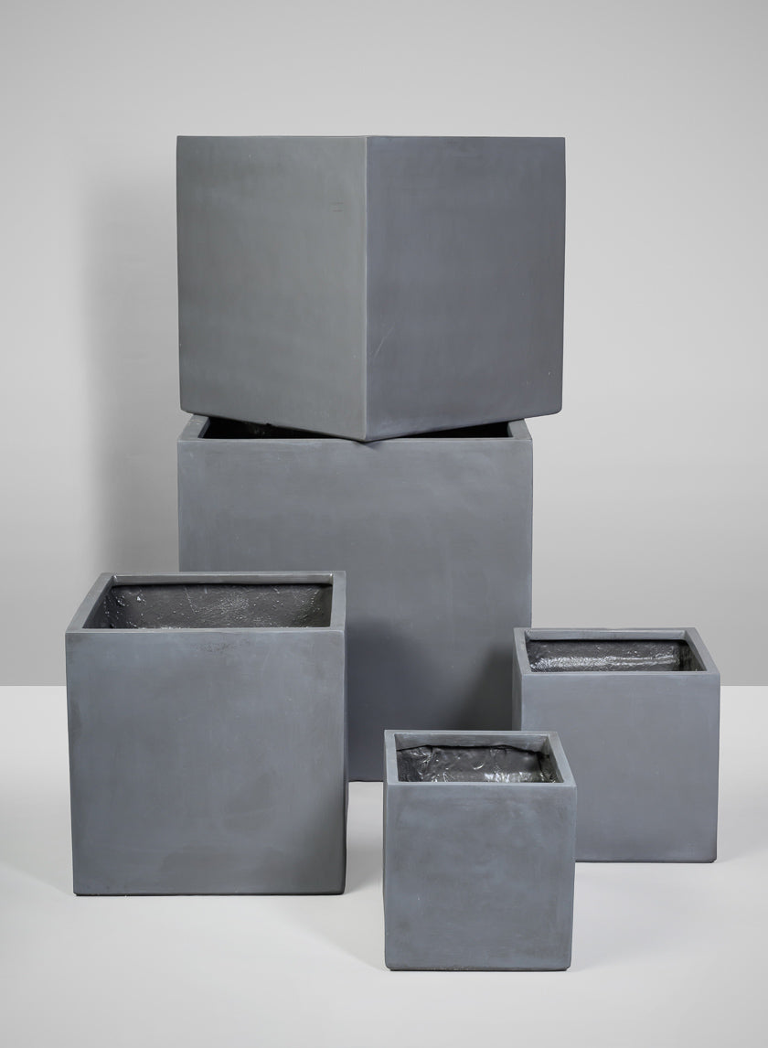 Venetian Grey All Weather Light Weight Polyresin Cube Planters Decor Jamaligarden
