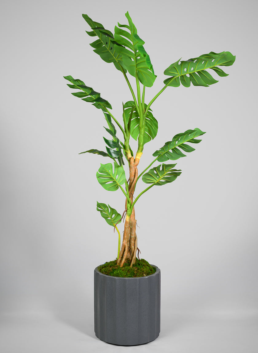 Oreon All Weather Light Weight Speckle Black Polyresin Cylinder Planters Decor Jamaligarden