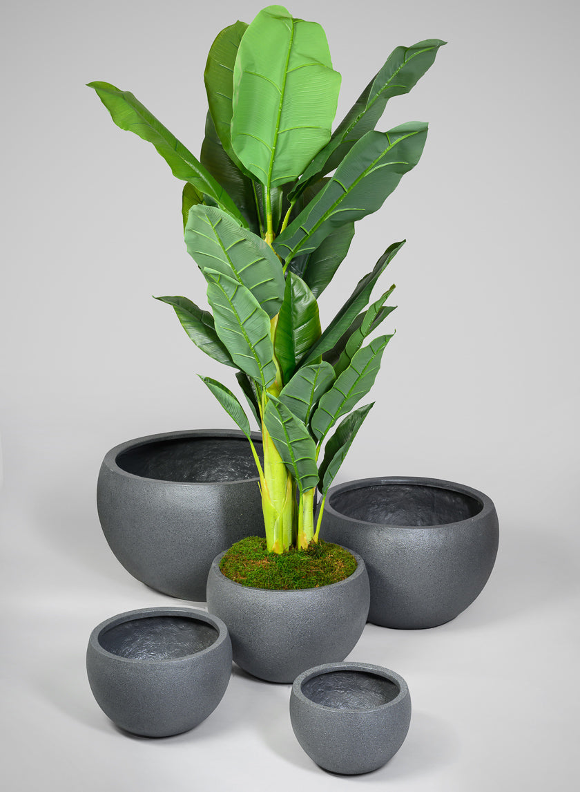 All Weather Light Weight Speckle Black Polyresin Planters Decor Jamaligarden