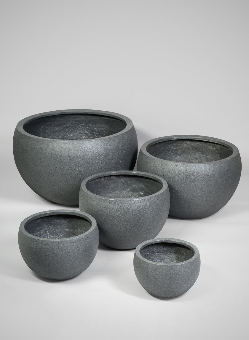 All Weather Light Weight Speckle Black Polyresin Planters Decor Jamaligarden