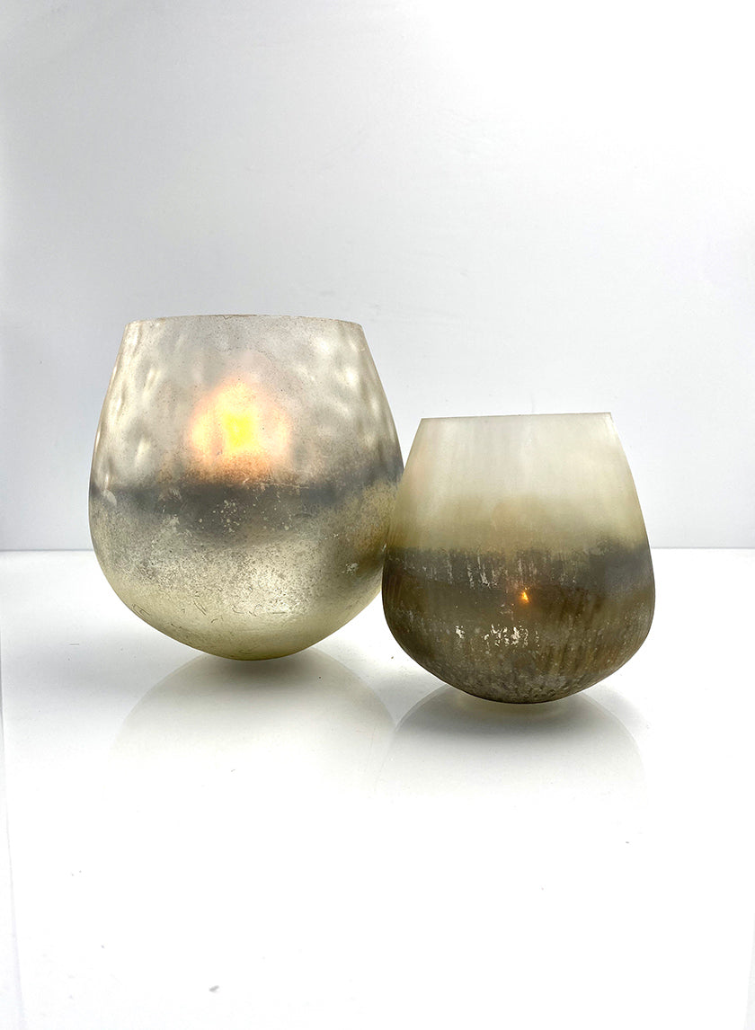 6 1/2 x 7in Ombre Gold Frost Balloon Glass Vase Decor Jamaligarden