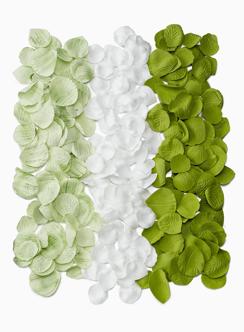 Pale Green, White, & Green Foam Rose Petals Decor Jamaligarden