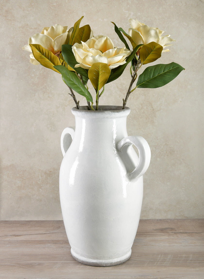 18in Tall Andra Ceramic White Glazed Jar Vase Decor Jamaligarden