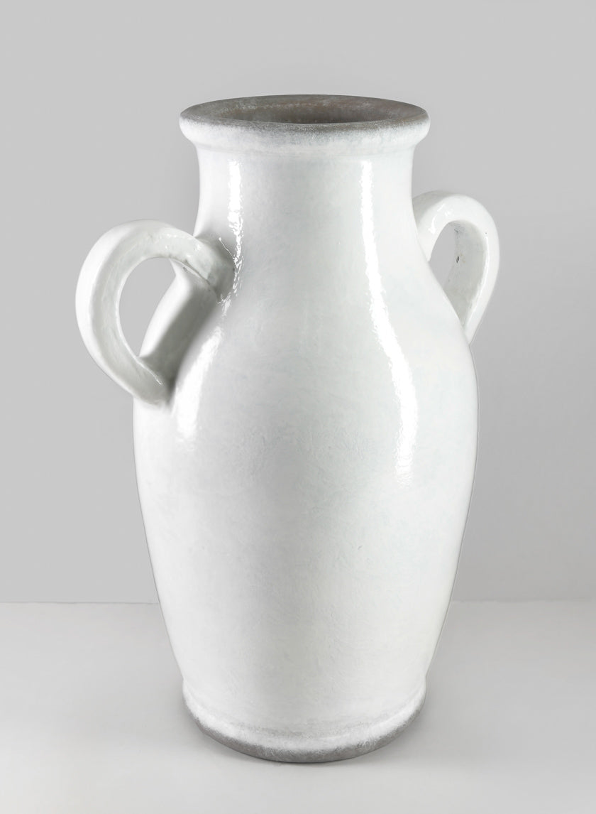 18in Tall Andra Ceramic White Glazed Jar Vase Decor Jamaligarden