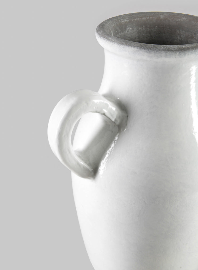 18in Tall Andra Ceramic White Glazed Jar Vase Decor Jamaligarden