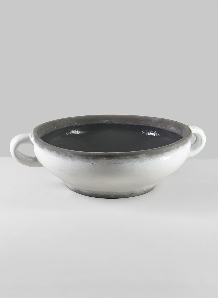 15in Wide Andra Ceramic White Glazed Bowl Decor Jamaligarden