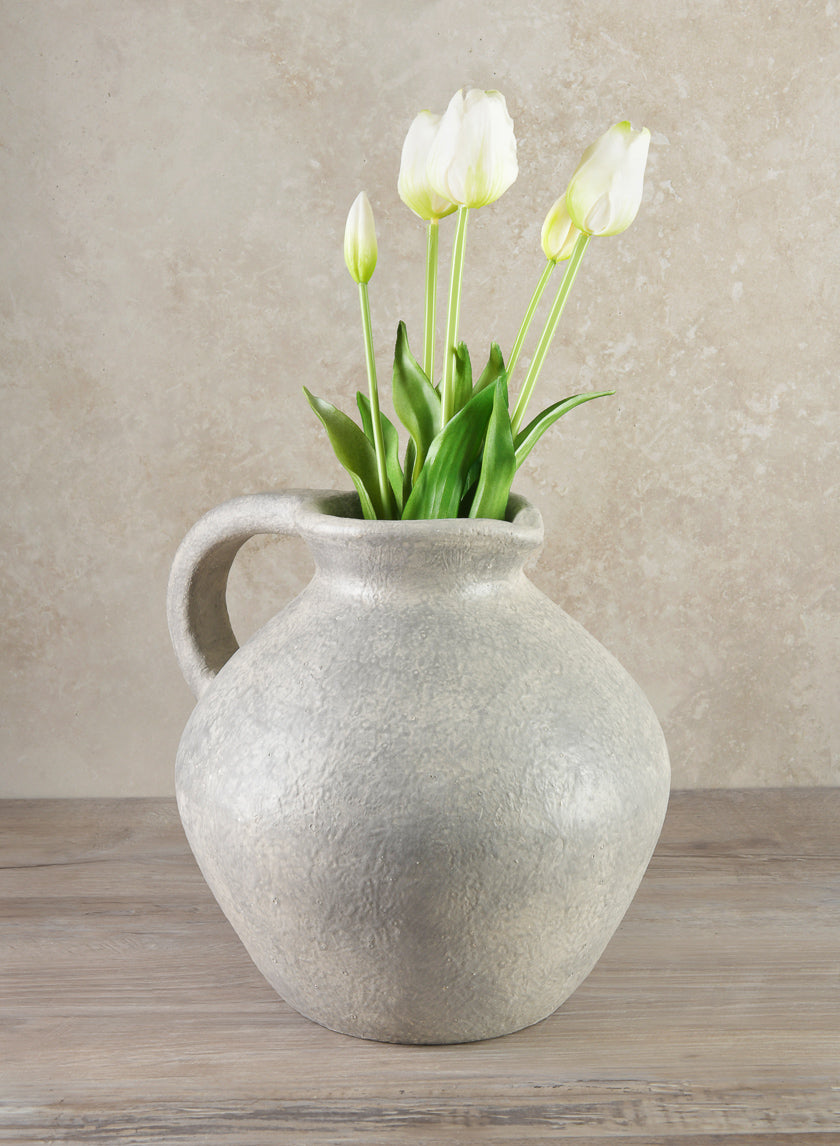 10.5in Tall Rezo Rustic Gray Pitcher Ceramic Vase Decor Jamaligarden