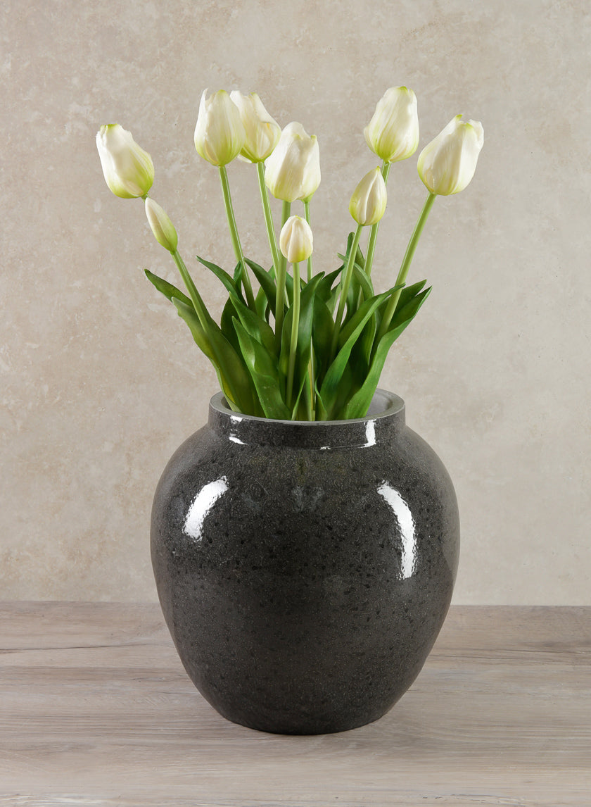 10.5in Tall Migos Gloss Black Ceramic Vase Decor Jamaligarden