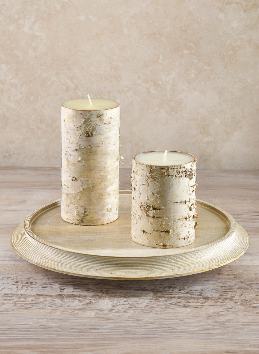 3in Wide Birch Pillar Candle Decor Jamaligarden