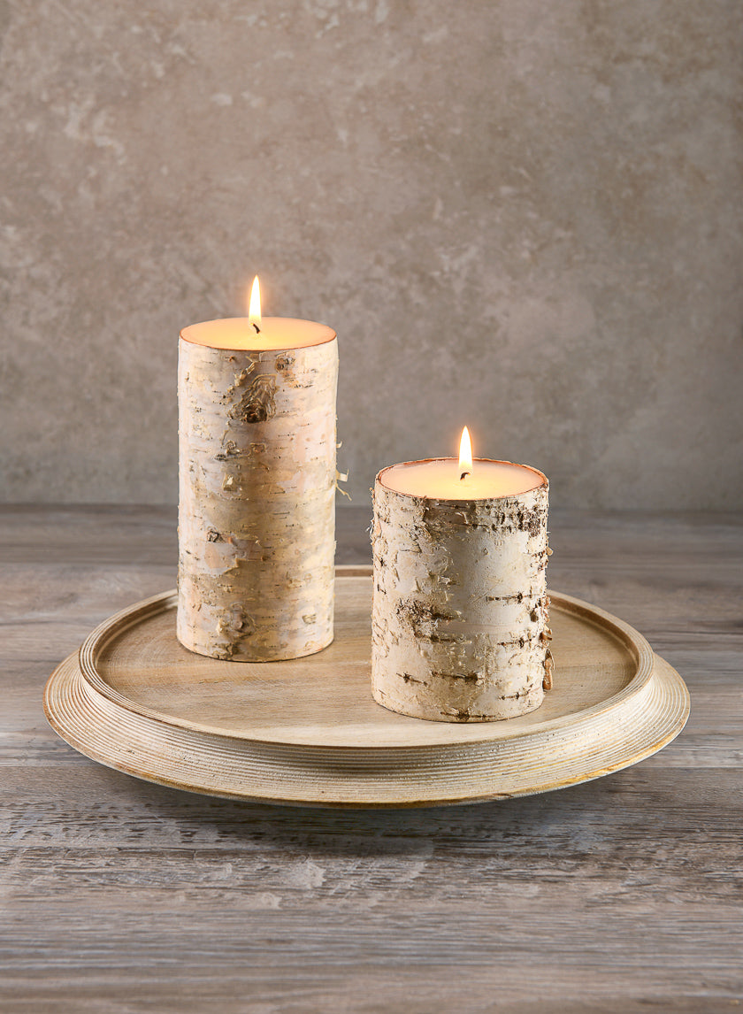 3in Wide Birch Pillar Candle Decor Jamaligarden