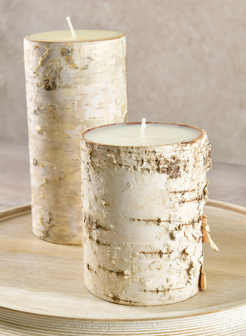 3in Wide Birch Pillar Candle Decor Jamaligarden