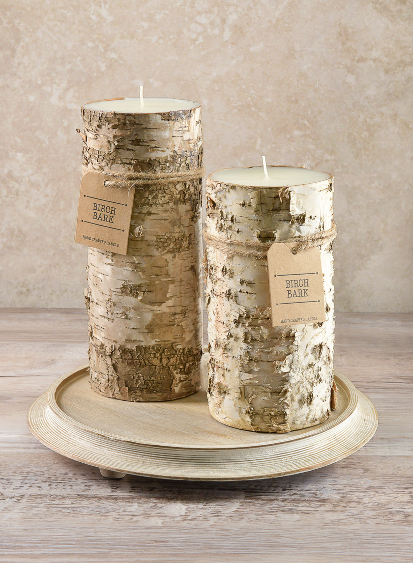 4in Wide Bark Pillar Candle Decor Jamaligarden