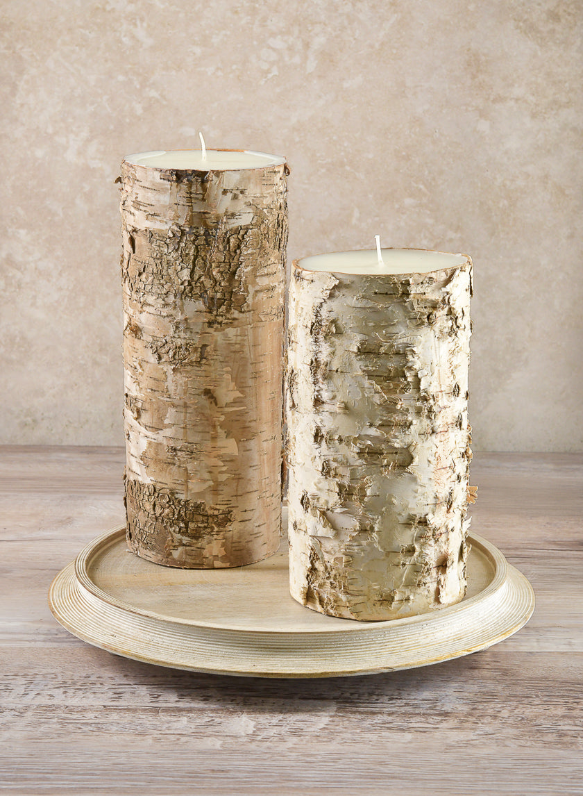 4in Wide Bark Pillar Candle Decor Jamaligarden
