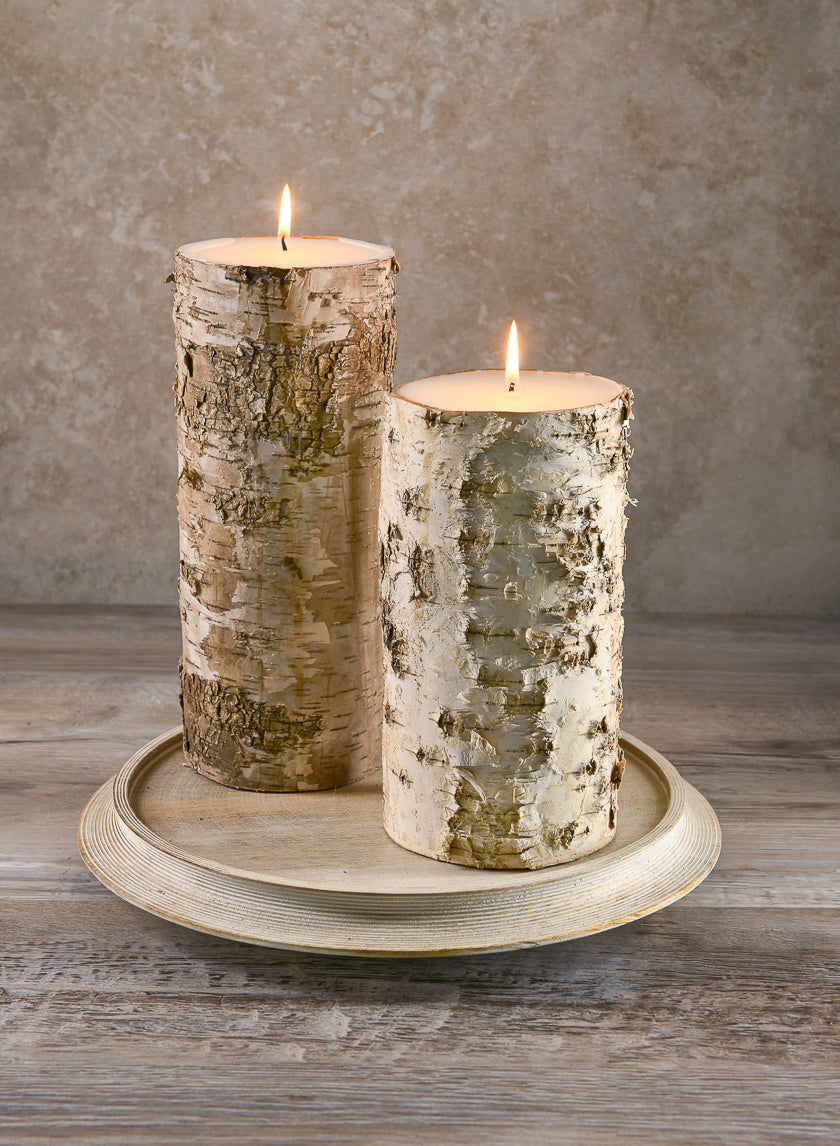 4in Wide Bark Pillar Candle Decor Jamaligarden
