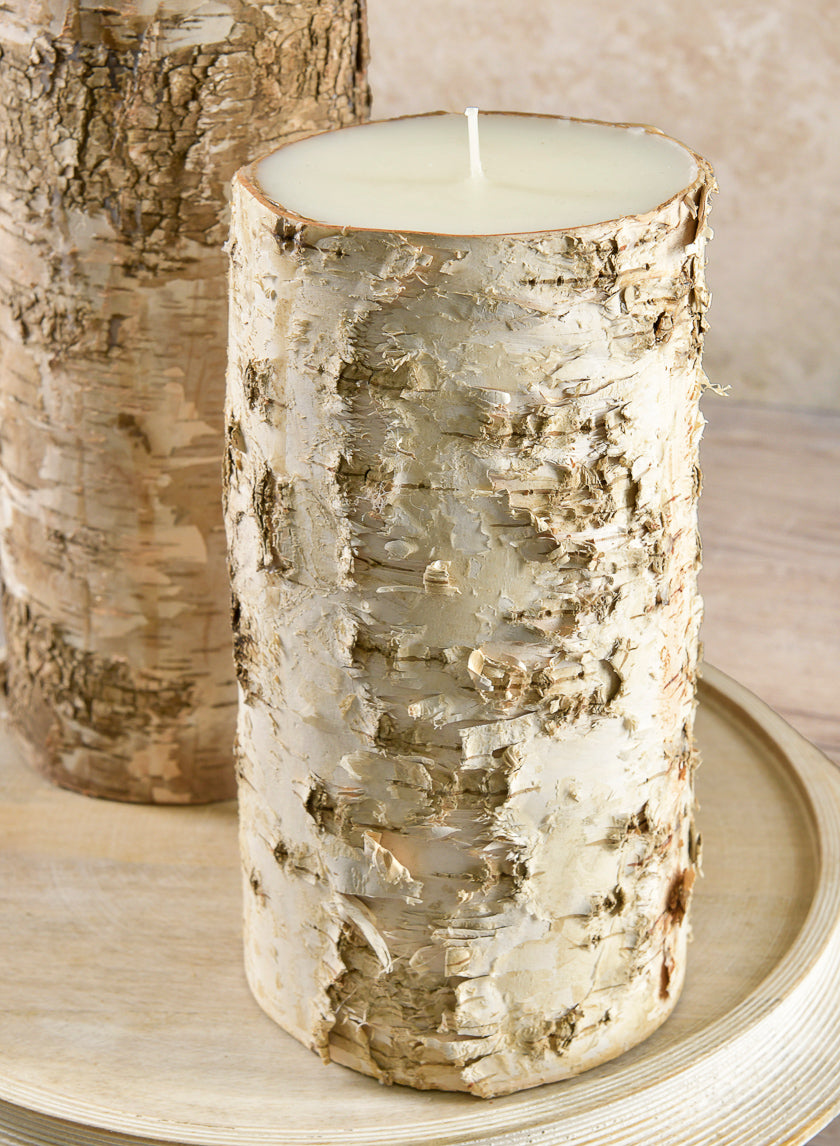 4in Wide Bark Pillar Candle Decor Jamaligarden