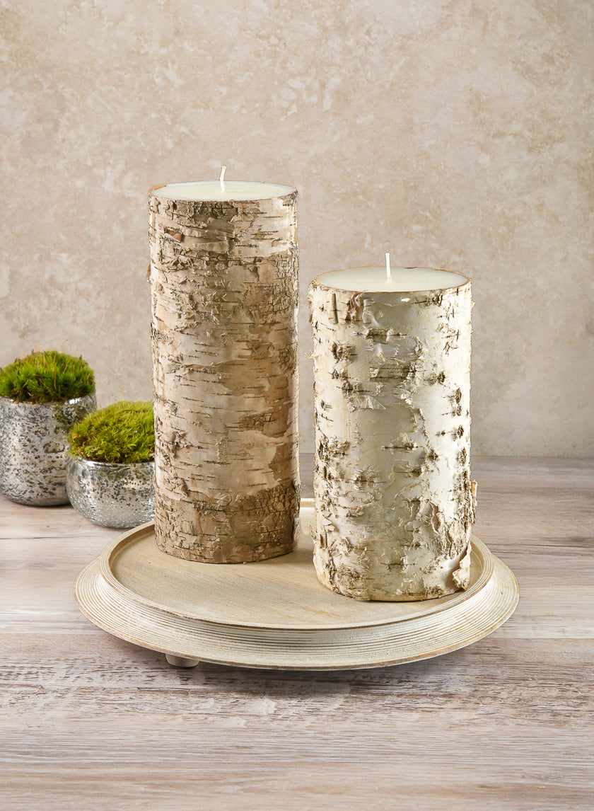 4in Wide Bark Pillar Candle Decor Jamaligarden