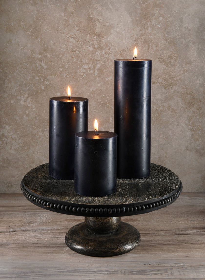 3in Wide Black Pillar Candle Decor Jamaligarden