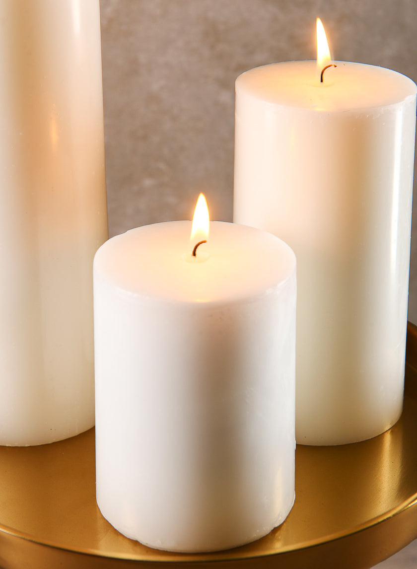 3in Wide White Pillar Candle Decor Jamaligarden