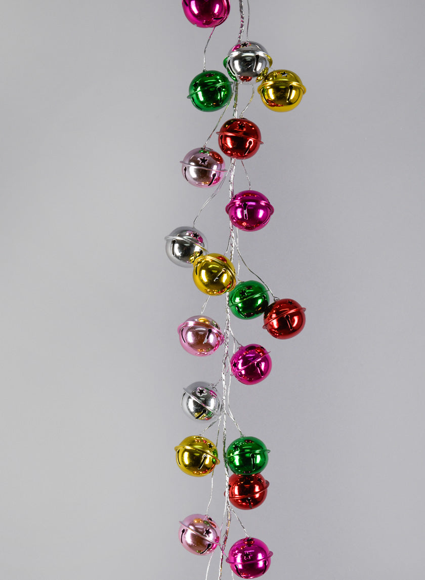 62in Long Multicolor Jingle Bell Garland Decor Jamaligarden