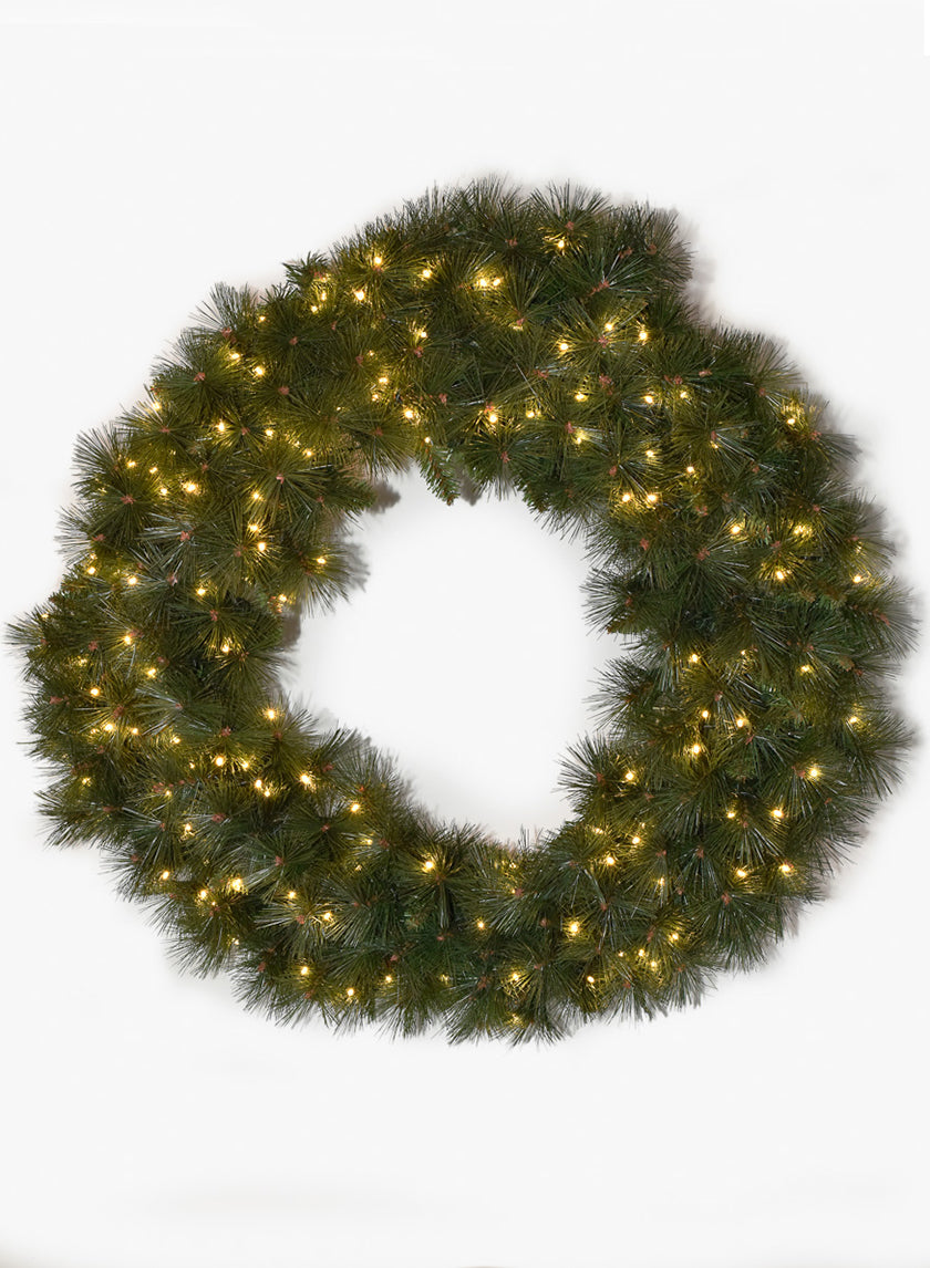 36in Wide Pine Wreath With 150 LED Lights Decor Jamaligarden